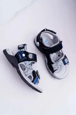 Best Boto Dziecięce Młodzieżowe Chłopięce Sandały Na Rzepy Czarne Reksio