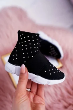 Dziewczęce>Boto Dziecięce Młodzieżowe Obuwie Sportowe Wsuwane Czarne Delma