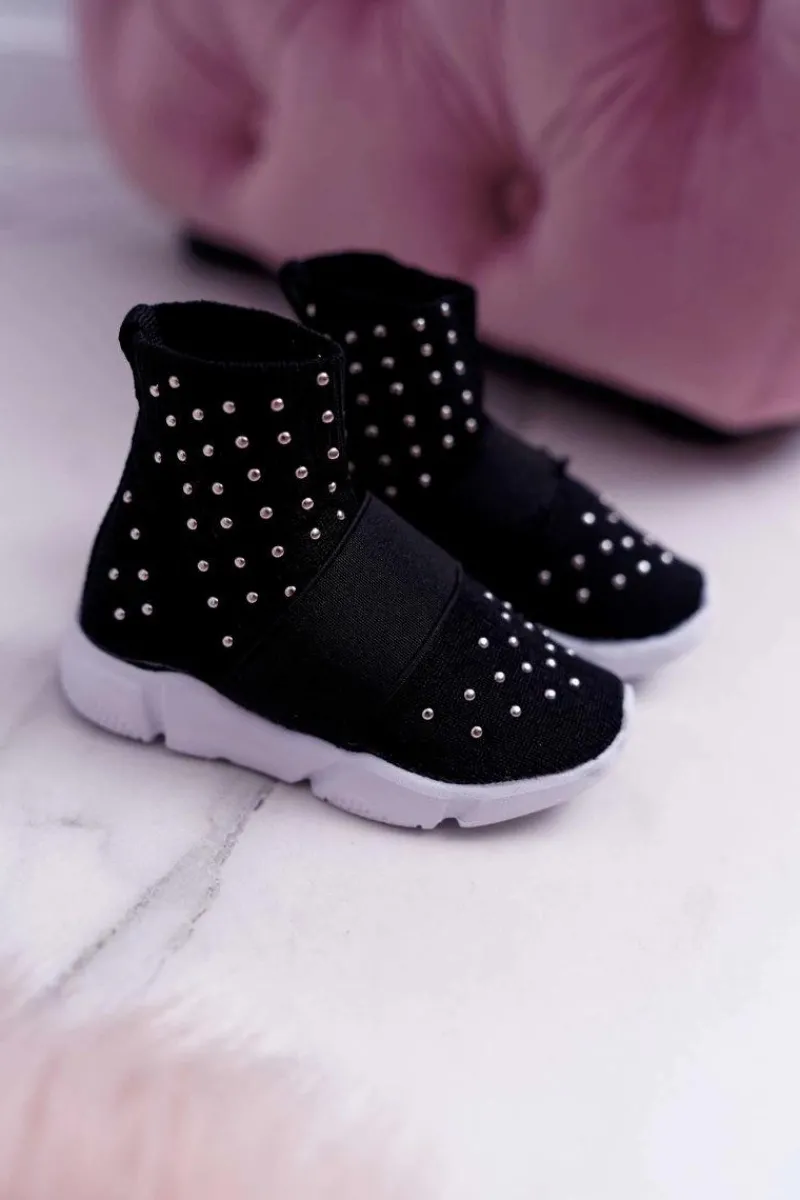 Dziewczęce>Boto Dziecięce Młodzieżowe Obuwie Sportowe Wsuwane Czarne Delma