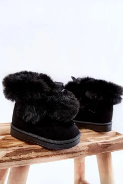 Dziewczęce|Dziewczęce></noscript>Boto Dziecięce Młodzieżowe Ocieplane Botki Śniegowce Czarne Roofy Czarny