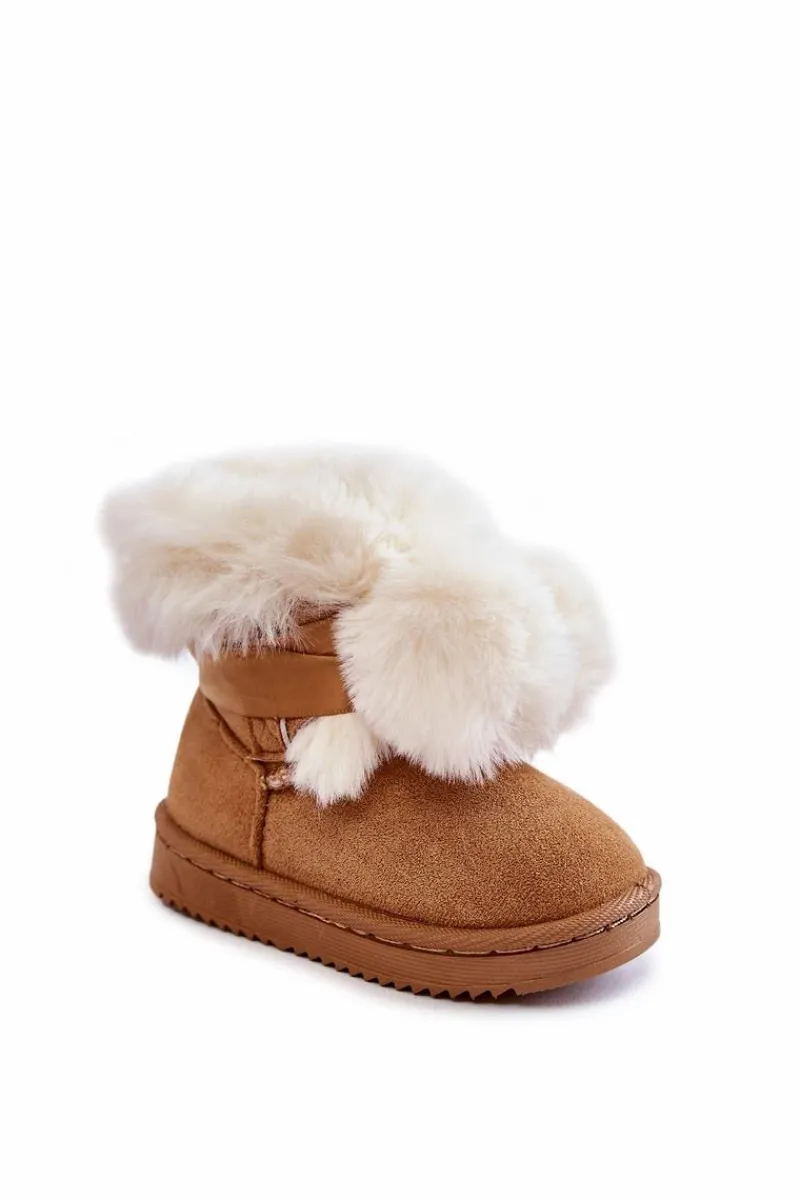 Online Dziecięce Młodzieżowe Ocieplane Botki Śniegowce Brązowo-Białe Roofy Dzieci Dziewczęce|Dziewczęce