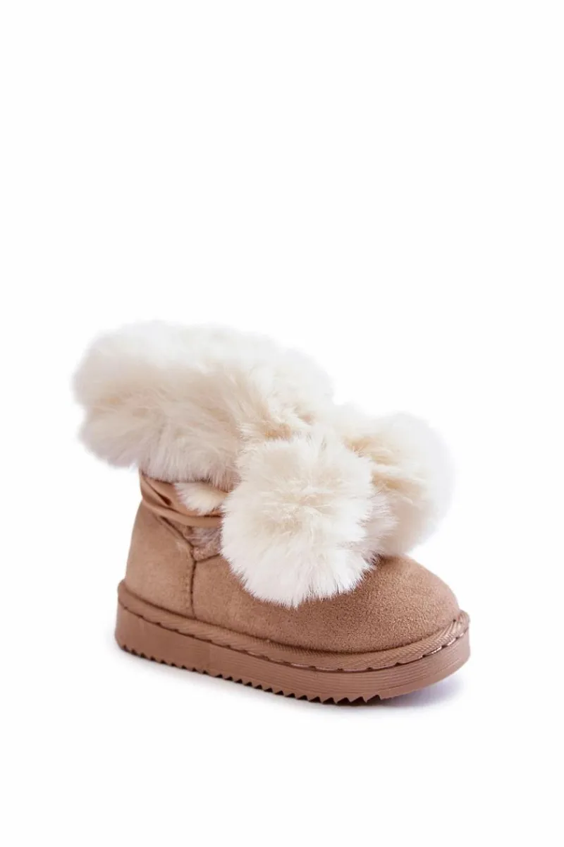 New Boto Dziecięce Młodzieżowe Ocieplane Botki Śniegowce Jasnobeżowe Roofy Biały
