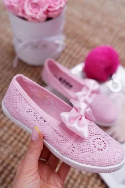 New Boto Dziecięce Młodzieżowe Tenisówki Koronkowe Różowe Dudi