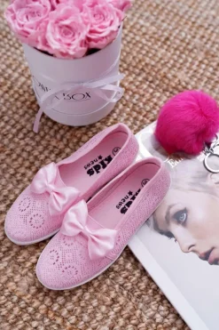 New Boto Dziecięce Młodzieżowe Tenisówki Koronkowe Różowe Dudi