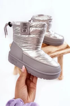 Sale Big Star Shoes Dziecięce Śniegowce Big Star KK374218 Szaro-Srebrne Srebrny