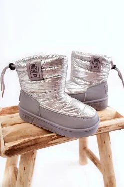 Sale Big Star Shoes Dziecięce Śniegowce Big Star KK374218 Szaro-Srebrne Srebrny