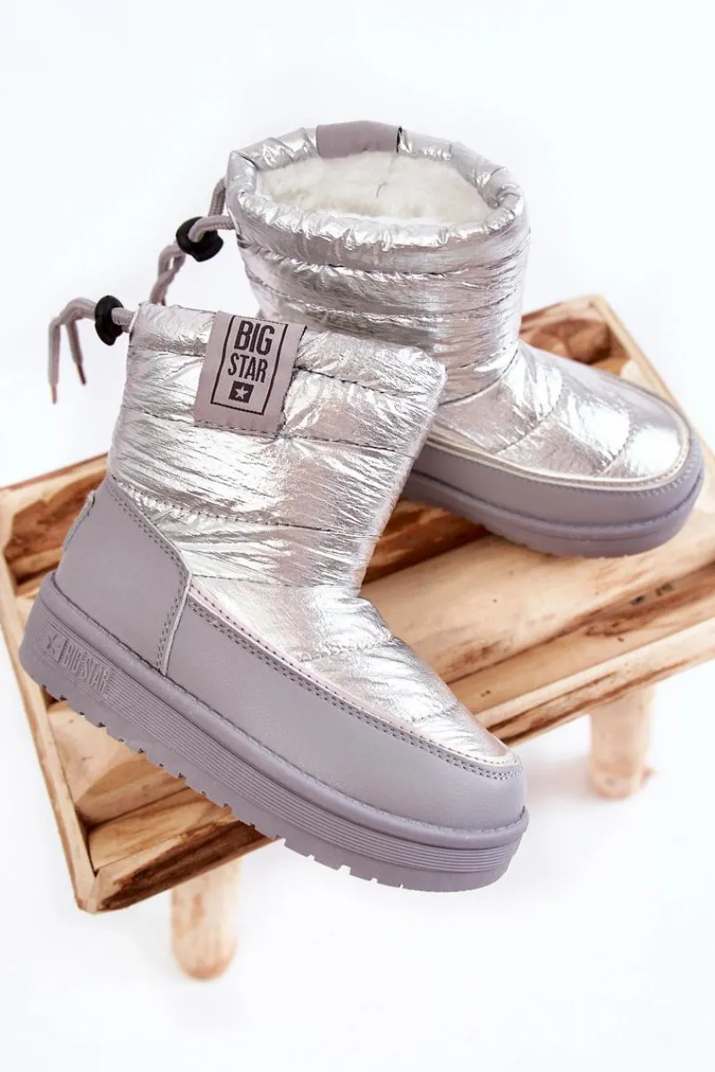 Sale Big Star Shoes Dziecięce Śniegowce Big Star KK374218 Szaro-Srebrne Srebrny