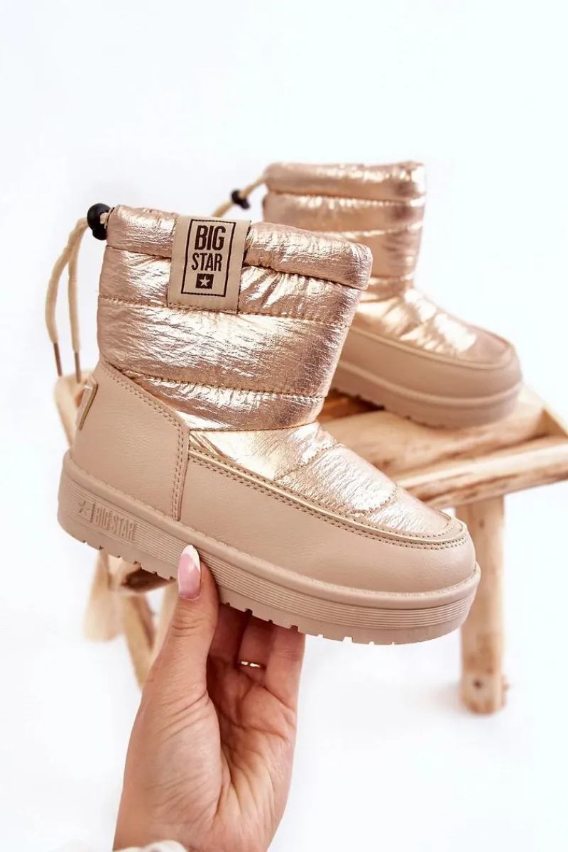Dziewczęce>Big Star Shoes Dziecięce Śniegowce Big Star KK374221 Beżowo-Złote Beżowy