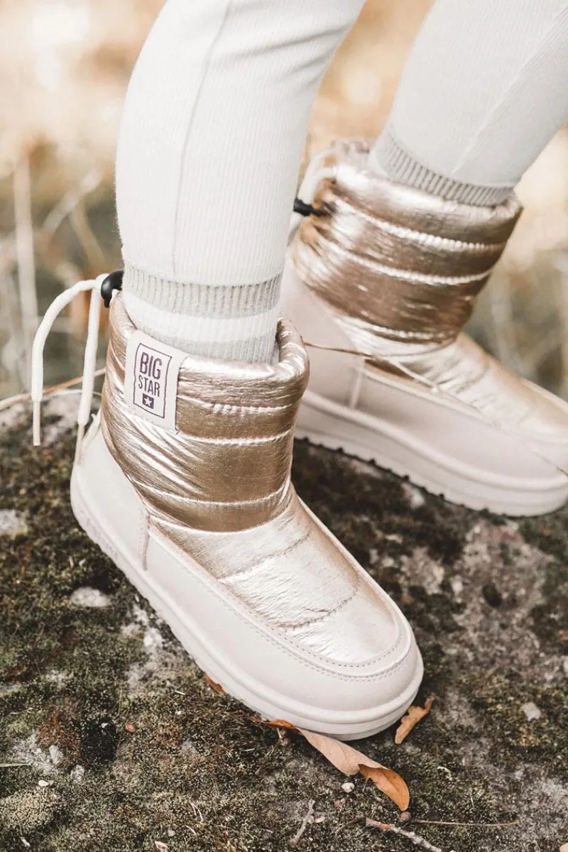 Dziewczęce>Big Star Shoes Dziecięce Śniegowce Big Star KK374221 Beżowo-Złote Beżowy