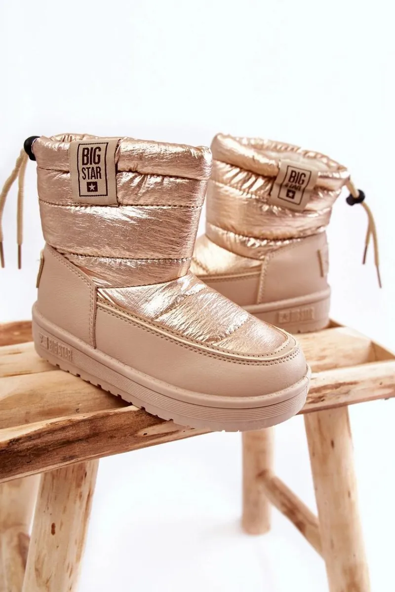 Dziewczęce>Big Star Shoes Dziecięce Śniegowce Big Star KK374221 Beżowo-Złote Beżowy