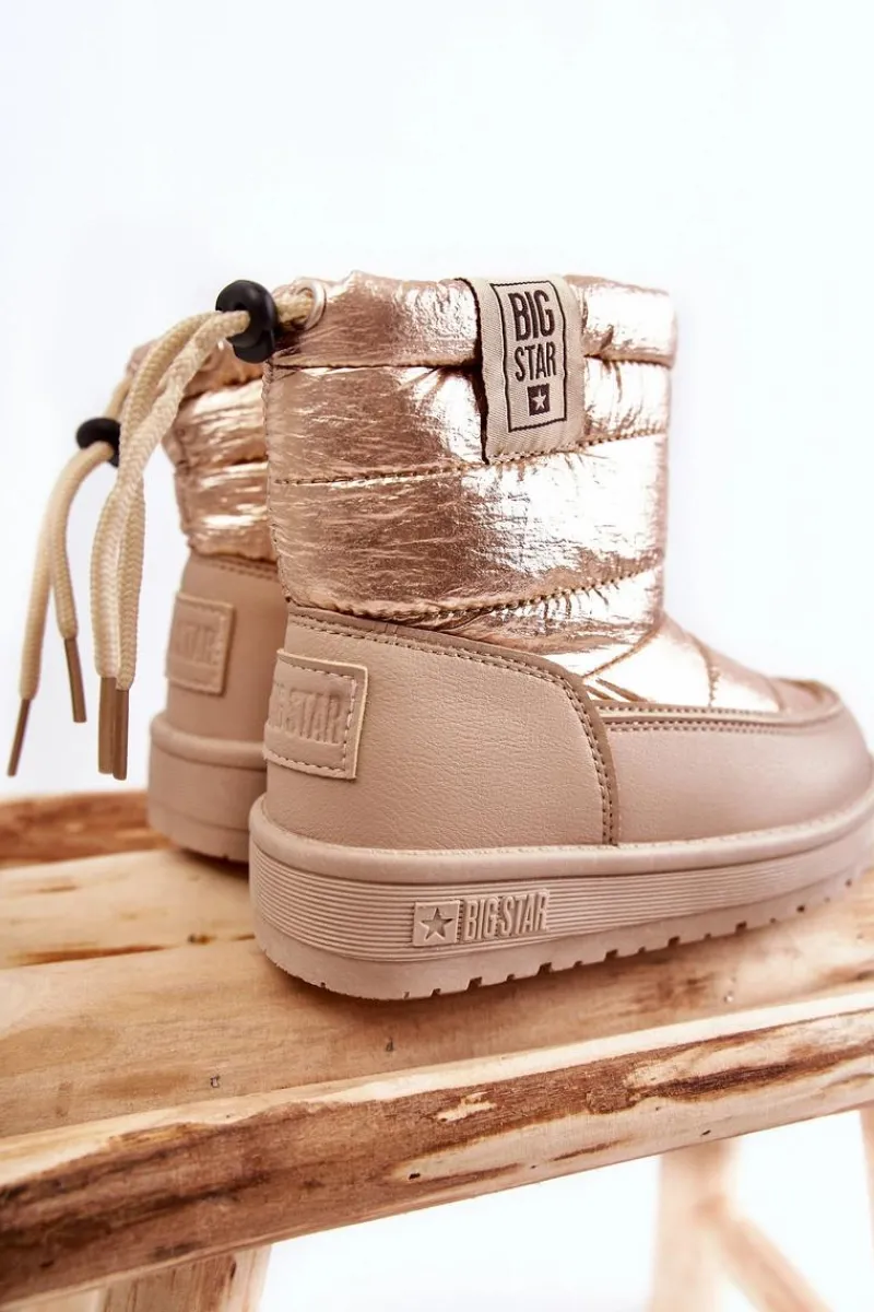Dziewczęce>Big Star Shoes Dziecięce Śniegowce Big Star KK374221 Beżowo-Złote Beżowy