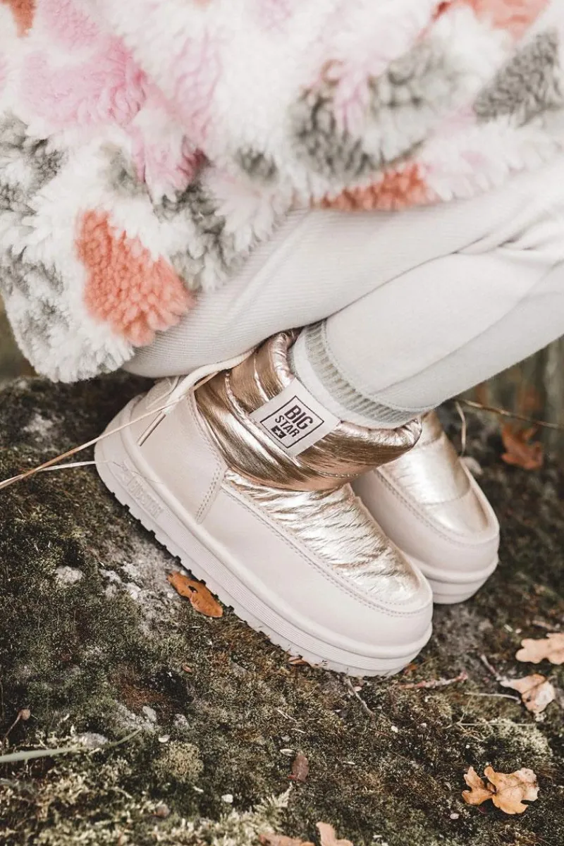 Dziewczęce>Big Star Shoes Dziecięce Śniegowce Big Star KK374221 Beżowo-Złote Beżowy