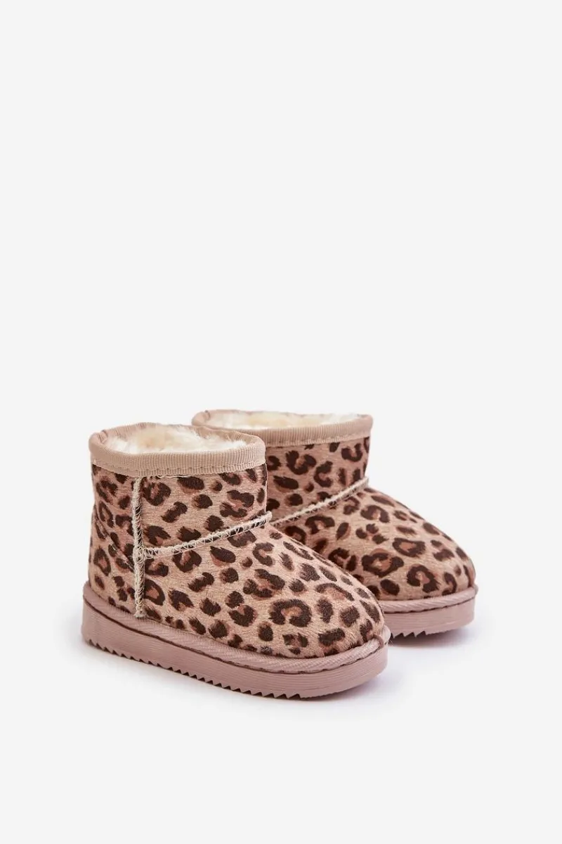 Dziewczęce>Boto Dziecięce Śniegowce Botki Ocieplane W Panterkę Brązowe Nallita