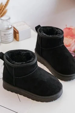 Clearance Boto Dziecięce Śniegowce Botki Ocieplane Czarne Nallita Czarny