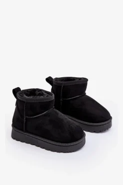 Clearance Boto Dziecięce Śniegowce Botki Ocieplane Czarne Nallita Czarny