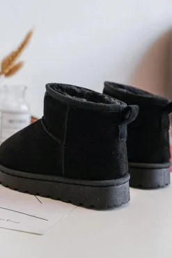 Clearance Boto Dziecięce Śniegowce Botki Ocieplane Czarne Nallita Czarny