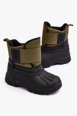 New Dziecięce Śniegowce Na Rzep Ocieplane Khaki Big Star MM374123 Dzieci Chłopięce|Chłopięce