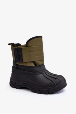 New Dziecięce Śniegowce Na Rzep Ocieplane Khaki Big Star MM374123 Dzieci Chłopięce|Chłopięce