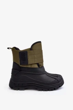 New Dziecięce Śniegowce Na Rzep Ocieplane Khaki Big Star MM374123 Dzieci Chłopięce|Chłopięce