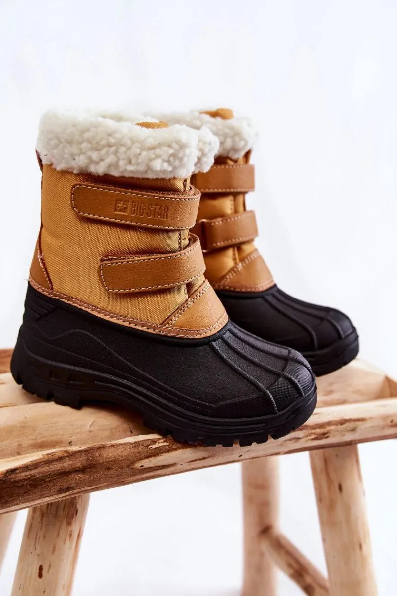 Hot Dziecięce Śniegowce Na Rzepy Big Star KK374237 Camel Dzieci Chłopięce|Chłopięce