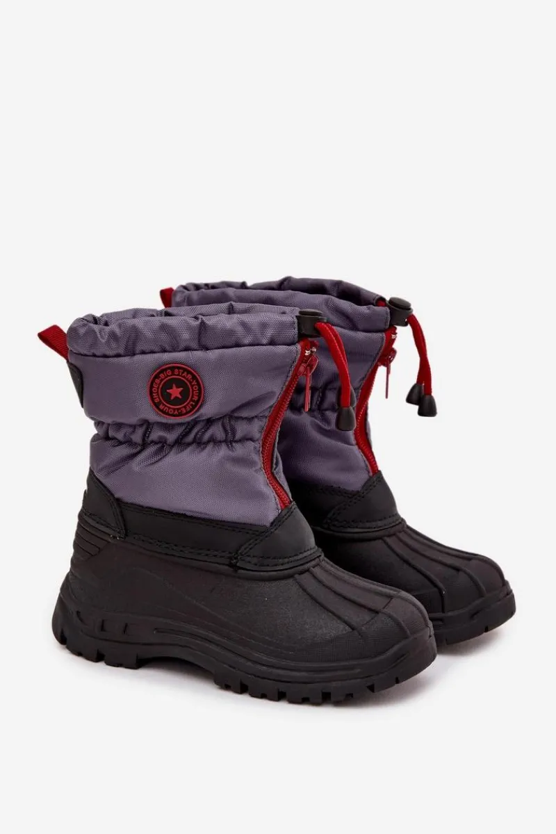Hot Big Star Shoes Dziecięce Śniegowce Na Zamek Big Star SS374031 Szaro-Czarne