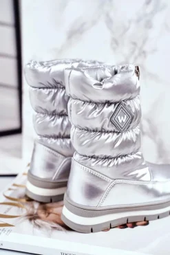 Sale Boto Dziecięce Śniegowce Ocieplane Wełną Srebrne Mumm