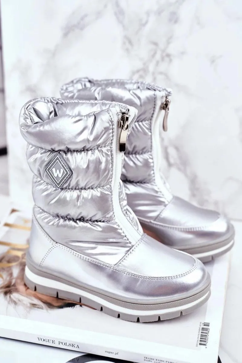 Sale Boto Dziecięce Śniegowce Ocieplane Wełną Srebrne Mumm