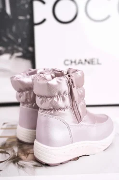 Sale Dziecięce Śniegowce Ocieplane Wełną Różowe Cruella Dzieci Dziewczęce