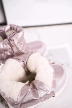 Sale Dziecięce Śniegowce Ocieplane Wełną Różowe Cruella Dzieci Dziewczęce