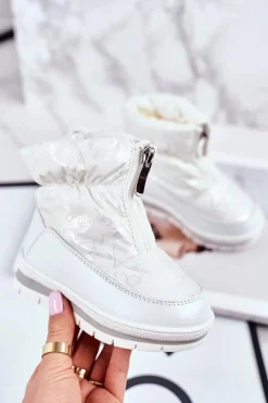 Sale Dziecięce Śniegowce Ocieplane Wełną Białe Bubbles Dzieci Dziewczęce