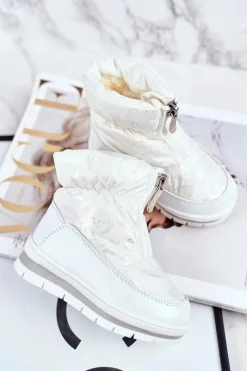 Sale Dziecięce Śniegowce Ocieplane Wełną Białe Bubbles Dzieci Dziewczęce