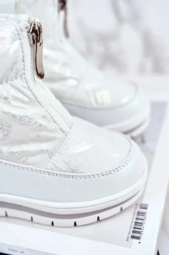 Sale Dziecięce Śniegowce Ocieplane Wełną Białe Bubbles Dzieci Dziewczęce