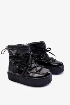 Sale Dziecięce Śniegowce Ocieplane Sznurowane Czarne Colina Dzieci Dziewczęce