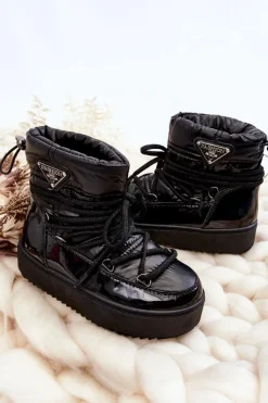 Sale Dziecięce Śniegowce Ocieplane Sznurowane Czarne Colina Dzieci Dziewczęce