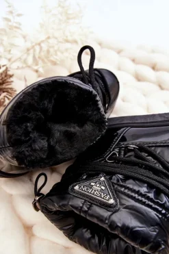 Sale Dziecięce Śniegowce Ocieplane Sznurowane Czarne Colina Dzieci Dziewczęce