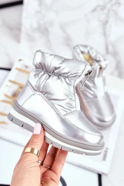 Dziewczęce>Boto Dziecięce Śniegowce Ocieplane Wełną Srebrne Bubbles