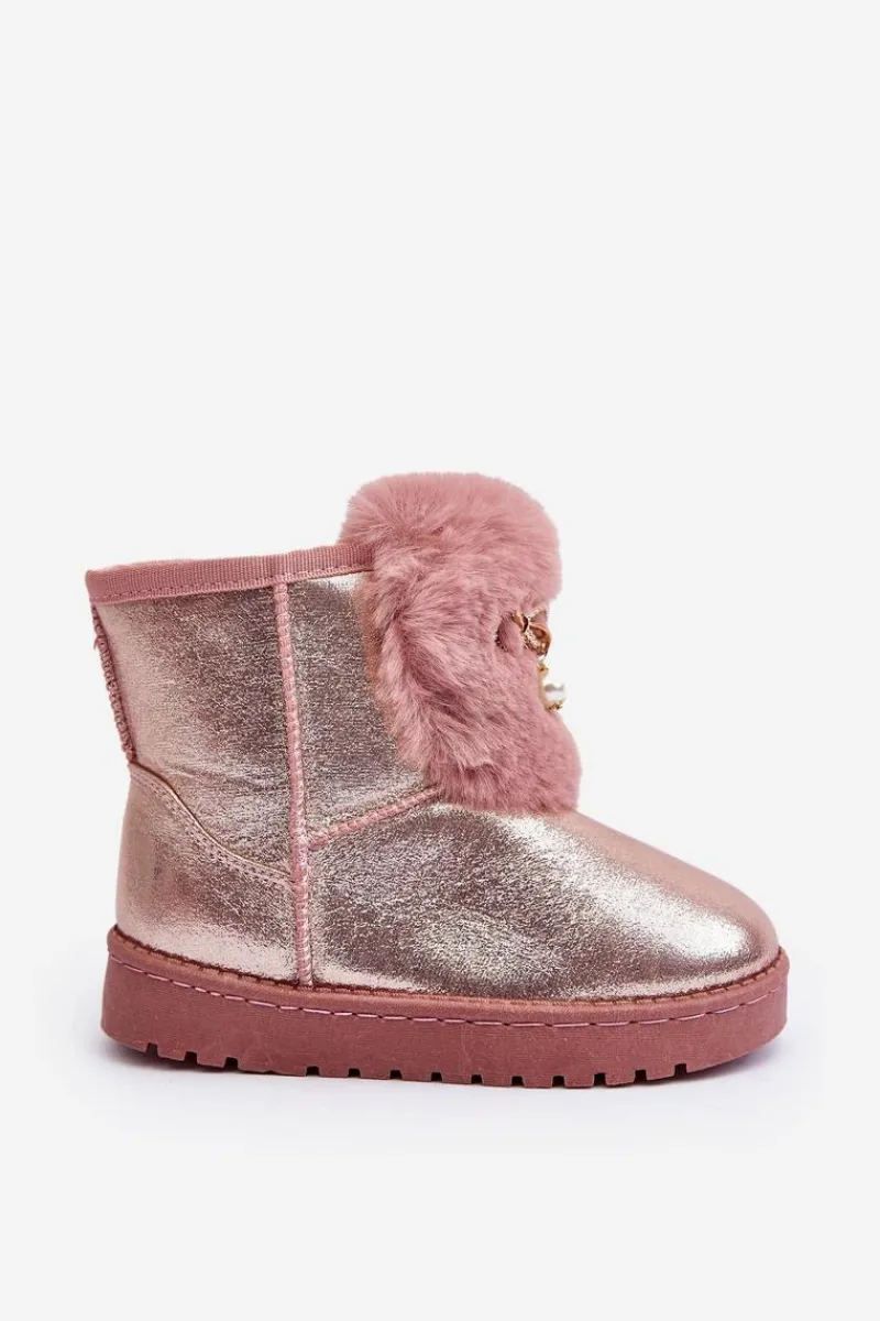 Hot Dziecięce Śniegowce Ocieplane Futerkiem Różowe Hasiba Dzieci Dziewczęce