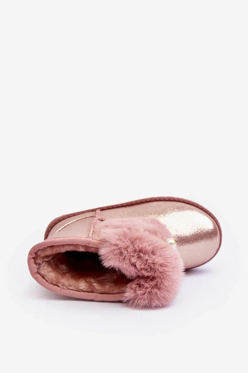 Hot Dziecięce Śniegowce Ocieplane Futerkiem Różowe Hasiba Dzieci Dziewczęce