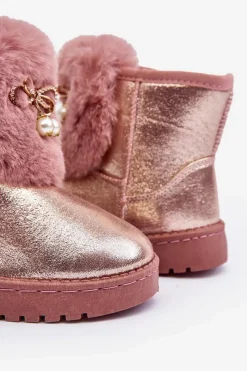 Hot Dziecięce Śniegowce Ocieplane Futerkiem Różowe Hasiba Dzieci Dziewczęce