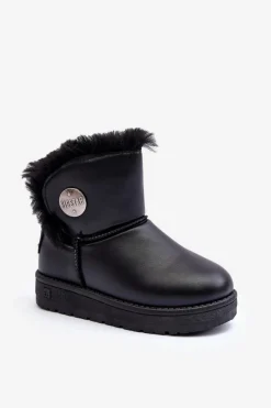 Clearance Big Star Shoes Dziecięce Śniegowce Ocieplane Futerkiem Czarne Big Star MM374082 Czarny