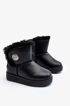 Clearance Big Star Shoes Dziecięce Śniegowce Ocieplane Futerkiem Czarne Big Star MM374082 Czarny