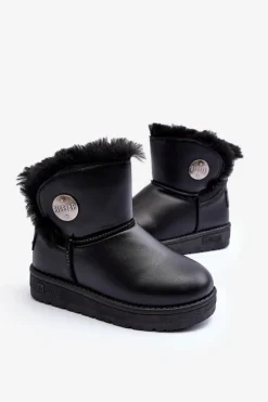 Clearance Big Star Shoes Dziecięce Śniegowce Ocieplane Futerkiem Czarne Big Star MM374082 Czarny