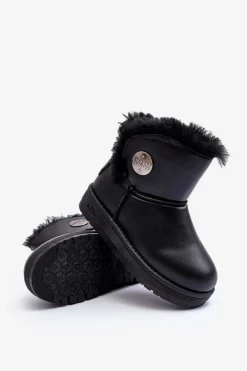 Clearance Big Star Shoes Dziecięce Śniegowce Ocieplane Futerkiem Czarne Big Star MM374082 Czarny