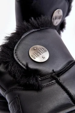 Clearance Big Star Shoes Dziecięce Śniegowce Ocieplane Futerkiem Czarne Big Star MM374082 Czarny