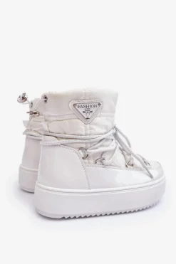 Hot Boto Dziecięce Śniegowce Ocieplane Sznurowane Białe Colina