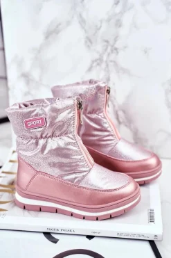 Sale Dziecięce Śniegowce Ocieplane Wełną Różowe Bubbles Dzieci Dziewczęce