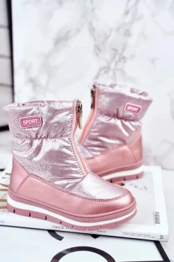 Sale Dziecięce Śniegowce Ocieplane Wełną Różowe Bubbles Dzieci Dziewczęce