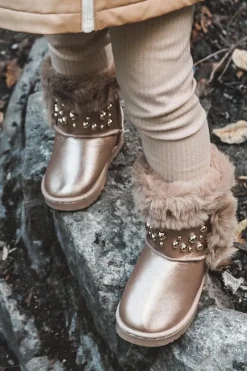 Discount Dziecięce Śniegowce Ocieplane Futerkiem Różowe Złoto Bonni Dzieci Dziewczęce