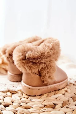 Discount Dziecięce Śniegowce Ocieplane Futerkiem Różowe Złoto Bonni Dzieci Dziewczęce