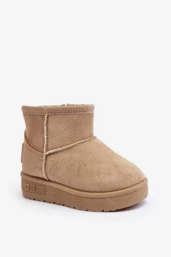 Dziewczęce>Big Star Shoes Dziecięce Śniegowce Ocieplane Na Suwak Beżowe Big Star MM374098